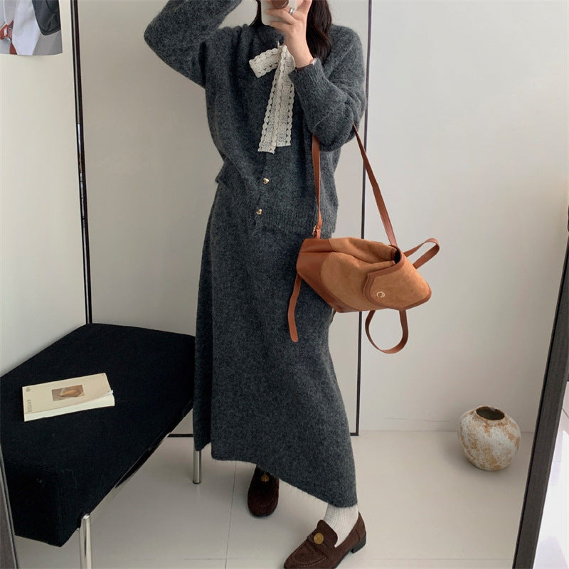 Loose And Lazy Style Solid Color Two-piece Set