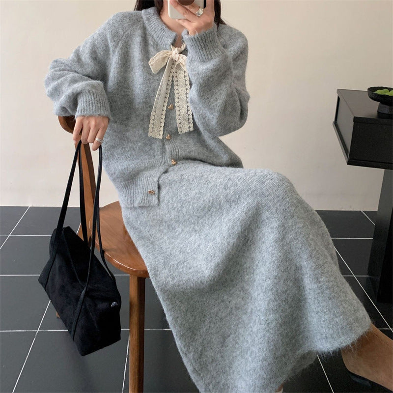 Loose And Lazy Style Solid Color Two-piece Set